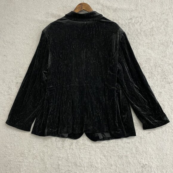 NEW Ava & Viv Women’s 2X Velvet Blazer Metallic Black Pinstripe i1607 - Picture 5 of 12